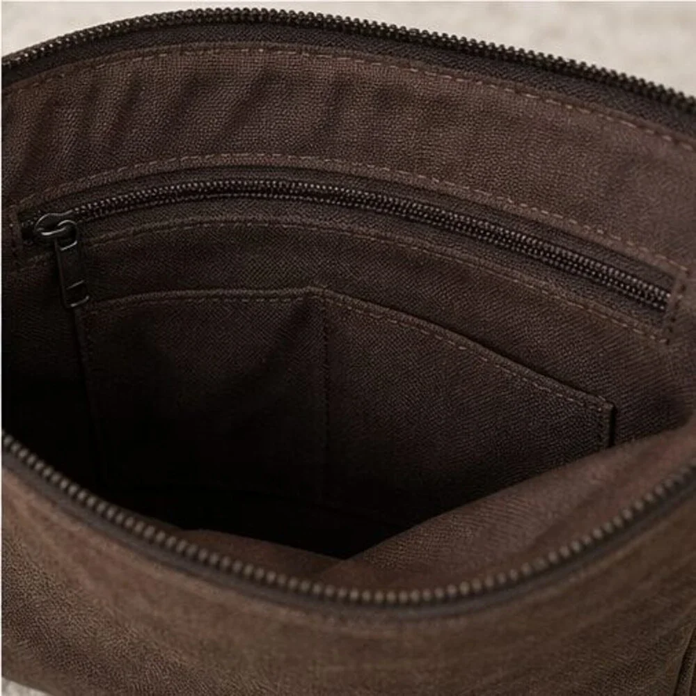 Brown Canvas Crossbody Bag